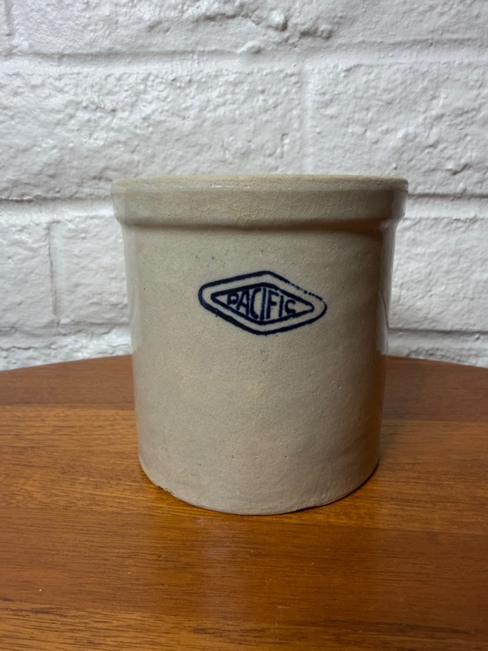 Blue and White Vintage Kitchen Crock Small Pacific